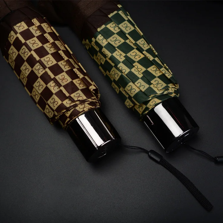 Мужские большие клетчатые Зонты Ten bone Складывающийся чехол для дождя на заказ