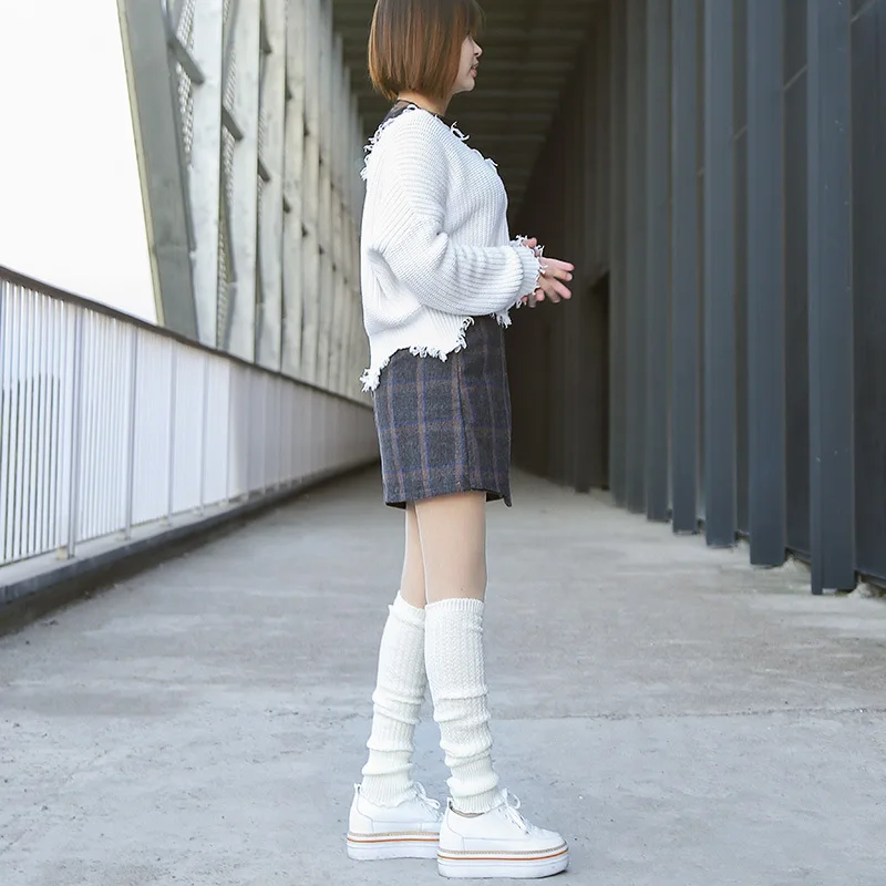 Winter Spring Elastic Leg Warmers Boot Socks Women Knitted Crochet Knit Knee Solid Long Warm High Cuffs Fashion Warmer | Женская одежда