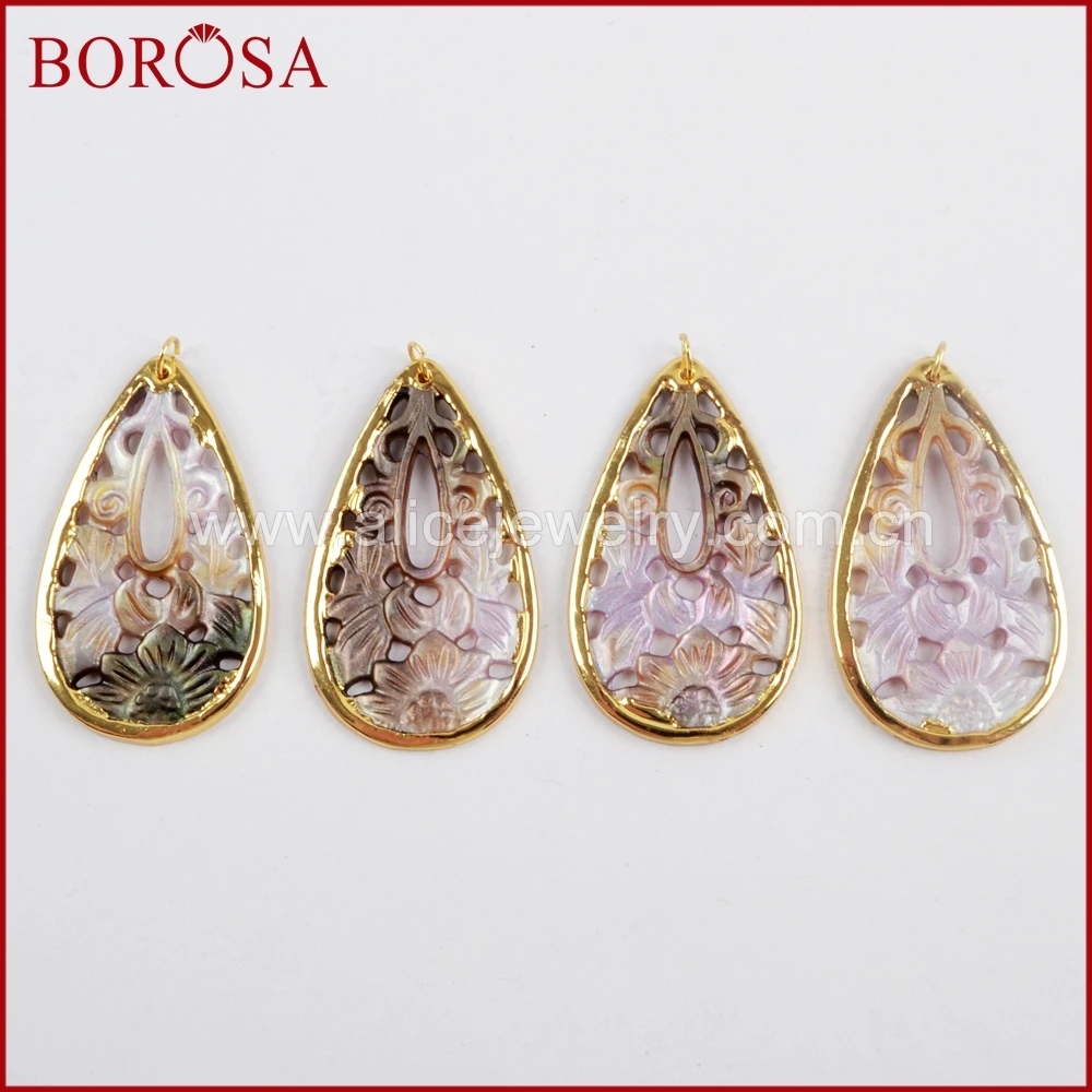 BOROSA 10 шт. оптовая продажа Радужный корпус резной Шарм слеза натуральный