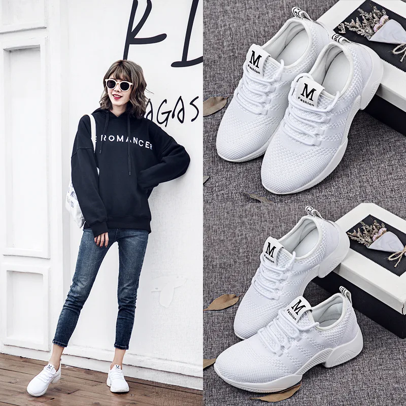 Женская обувь осенняя Белая кроссовки женская модная брендовая на платформе в