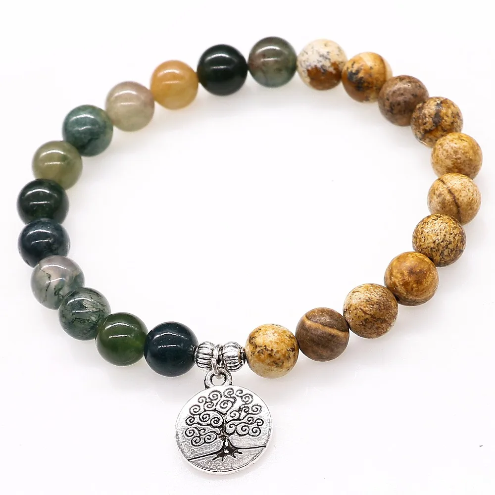 Модные бусины простой стиль индийский оникс с рисунком браслет каменными