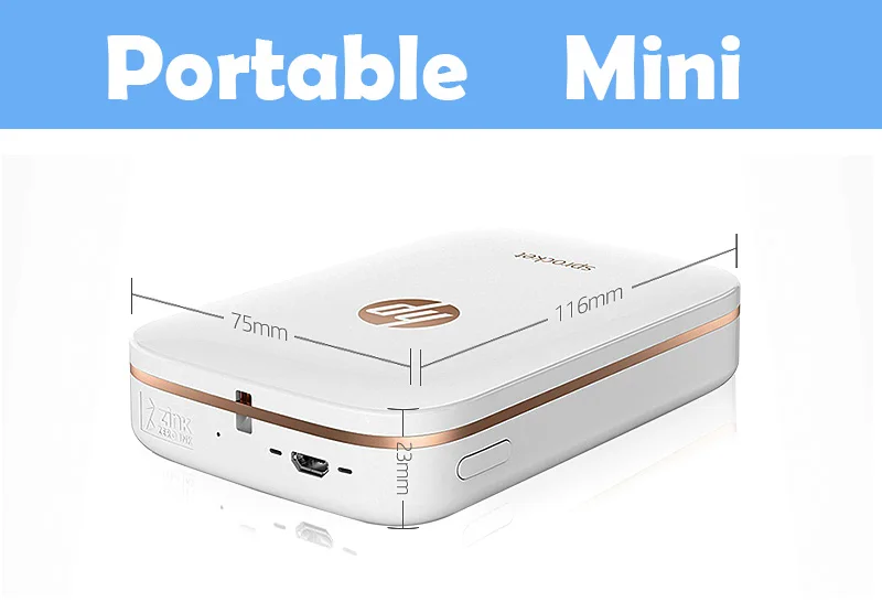 Hp Sprocket портативный фотопринтер для 5*7,6 см(2x3-дюймов) липкая Zink фотобумага легко печатать фотографии в социальных сетях