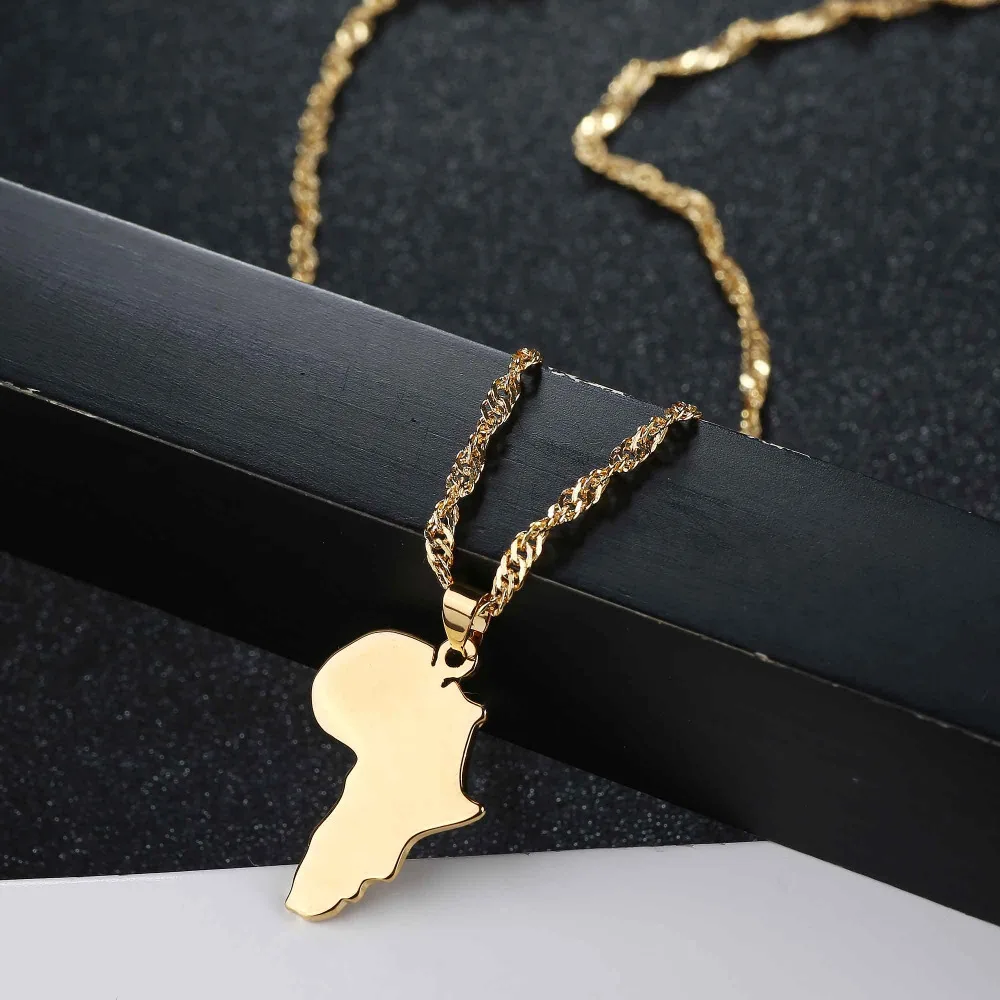 Shamty Африка Карта ожерелье кулон новый золотой цвет ювелирные изделия бренд