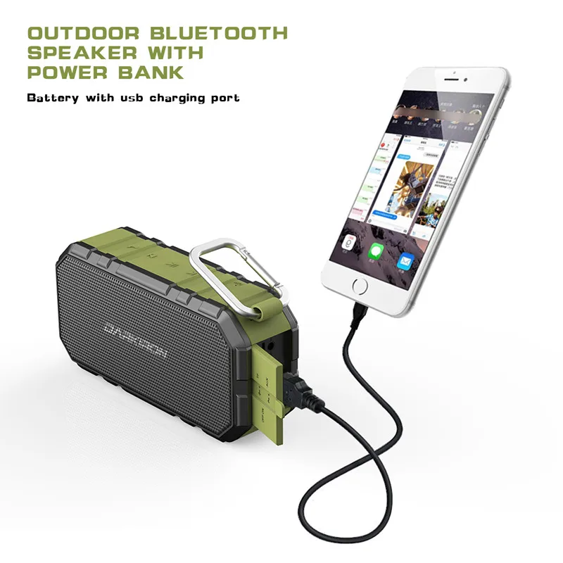 Открытый bluetooth-динамики водонепроницаемый IPX6 портативный беспроводной и Power Bank с