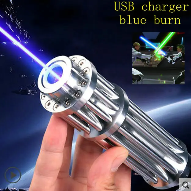 QIYING 5000m Синий USB лазерный указатель 450nm светильник спичка горения/светильник