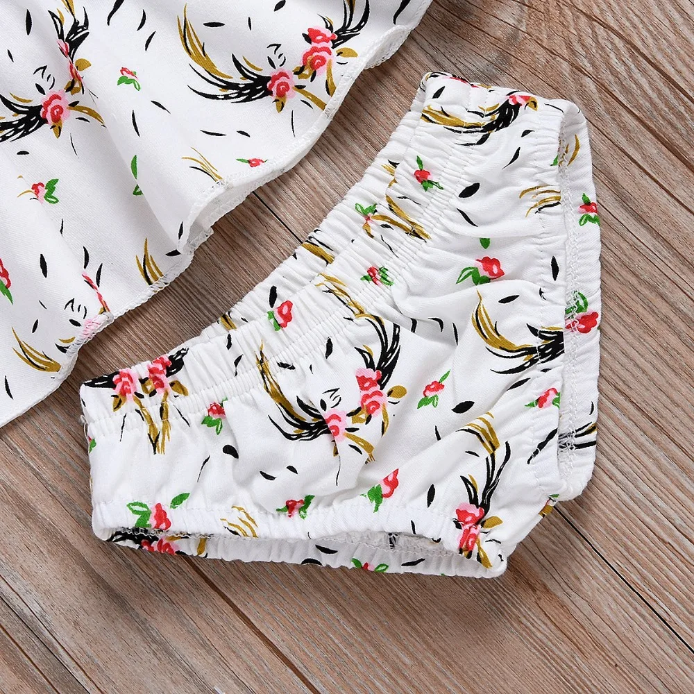 Комплект одежды для новорожденных девочек футболка без рукавов с цветочным