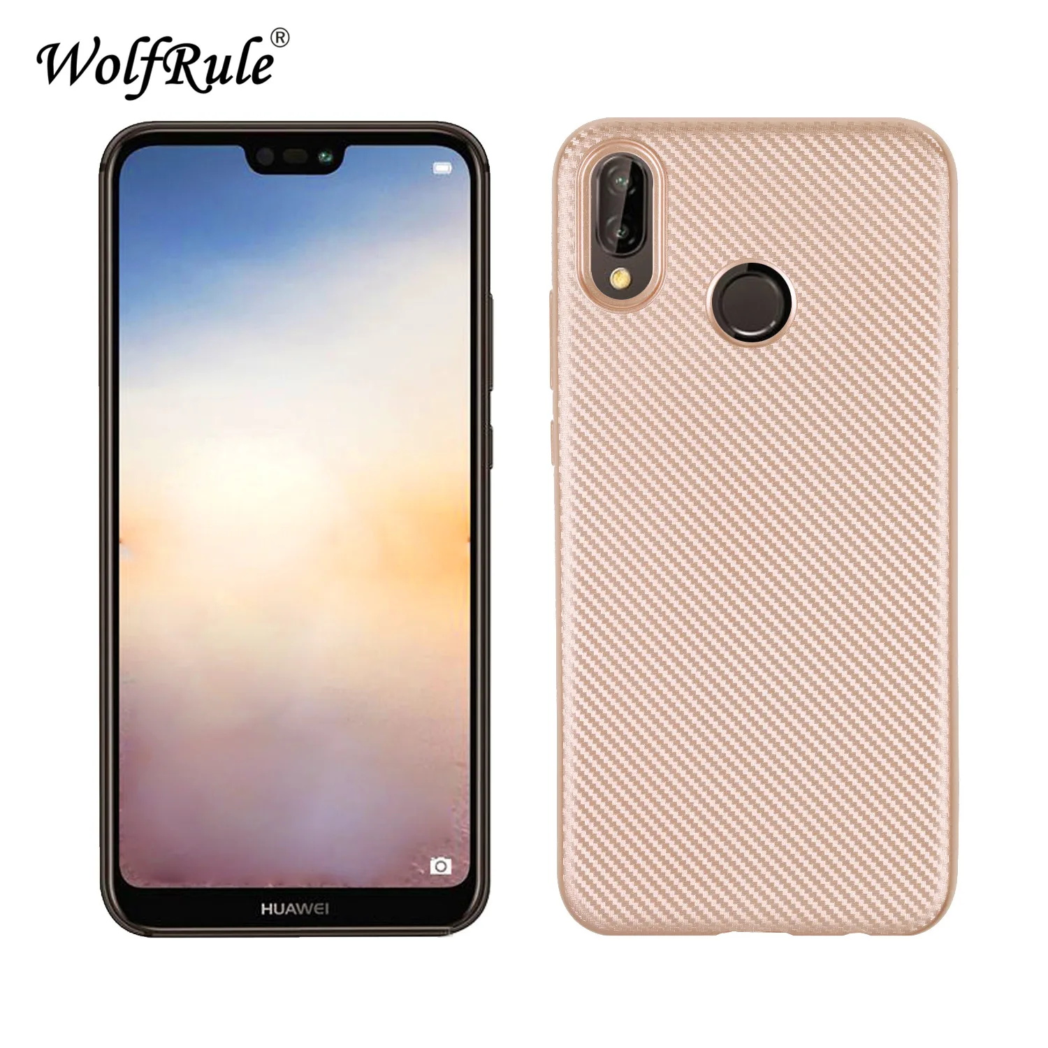 Wolfrole Huawei P20 Lite чехол Nova 3e роскошный с полной защитой из углеродного волокна Мягкий