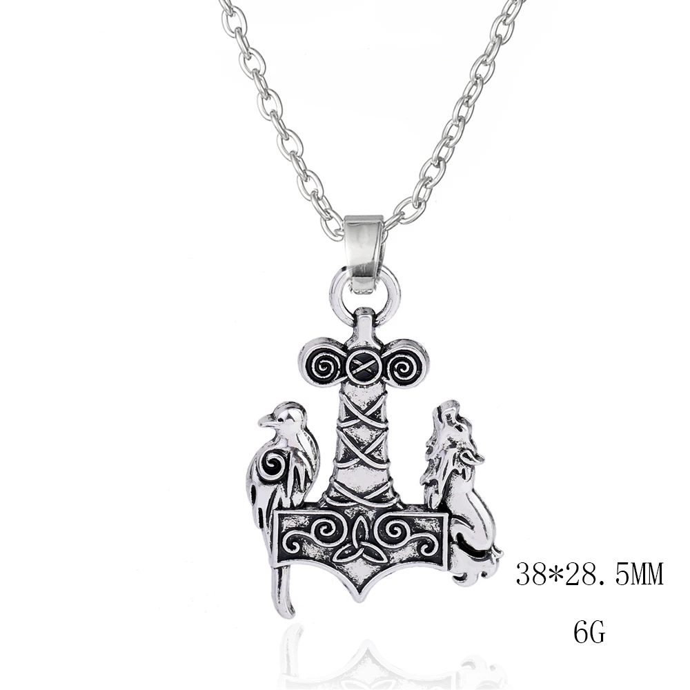 Walapara Shone Norse Odin Thors ювелирные изделия с молотком Mjolnir Викинг Волк и кулон вороном