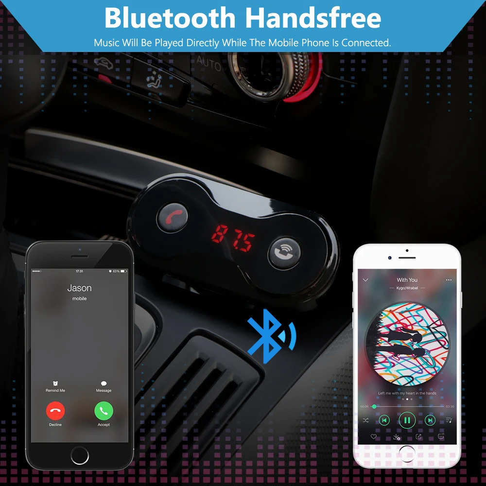 Беспроводной fm передатчик модулятор Bluetooth автомобильный комплект с USB