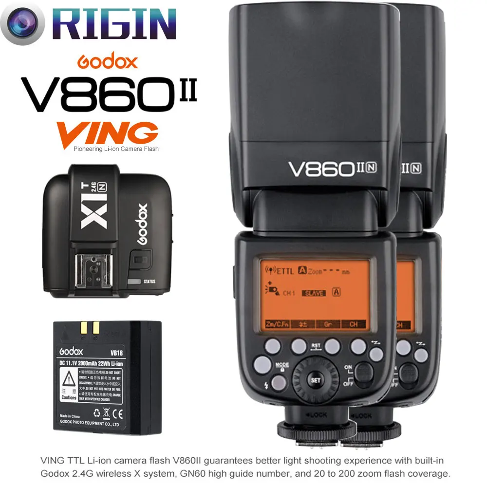 Godox V860II C/V860II N/V860II S TTL GN60 HSS 1/8000s 2 4G беспроводной шт. * Вспышка камеры + X1T C/X1T N/X1T
