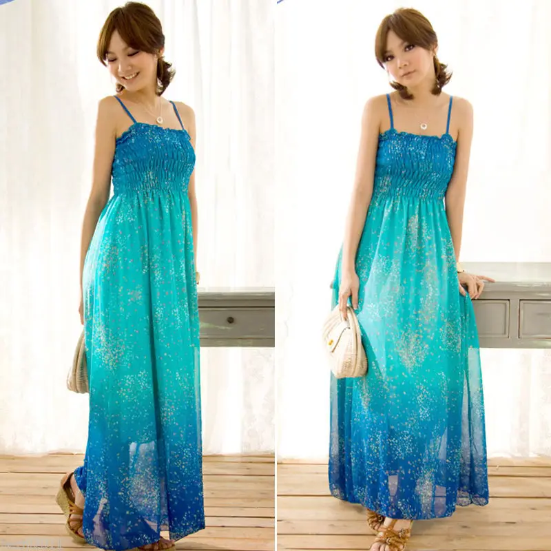 Летнее женское длинное пляжное платье в стиле бохо летнее шифоновое макси