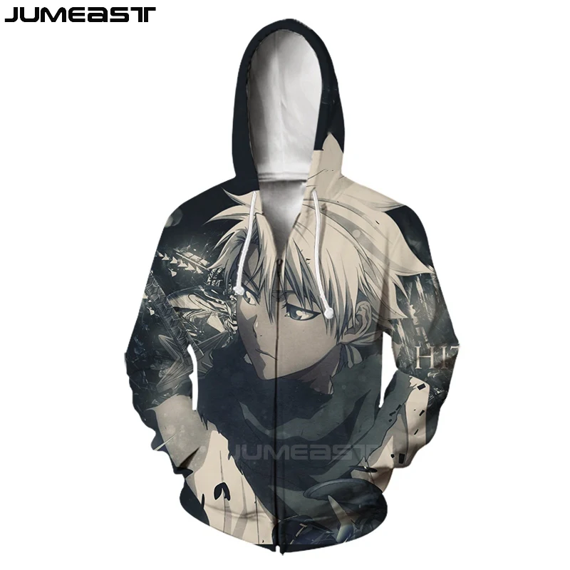 Jumeast бренд для мужчин/для женщин 3D печатных мультфильм Аниме Bleach куртка с длинными рукавами спортивный пуловер модные кепки капюшоном толстовки на молни
