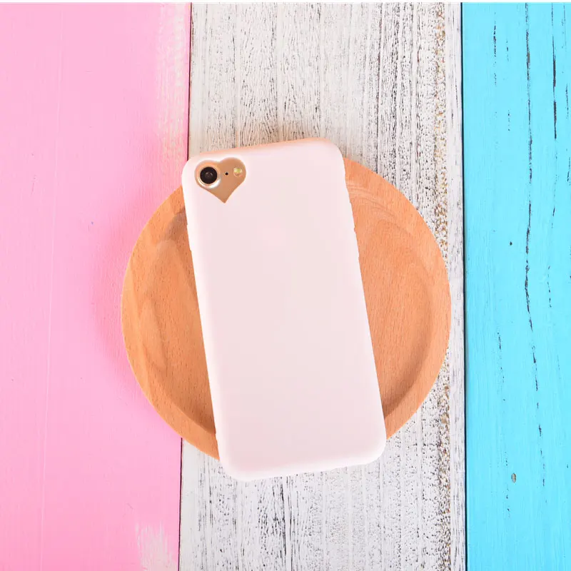 Light pink Силиконовые чехлы для телефонов ярких цветов с милым сердечком и отверстиями для iPhone 6, 6S Plus, 5, 5S, SE, 7, 7 Plus, мягкая задняя крышка из ТПУ Caqe Coque - Цвет: Light pink