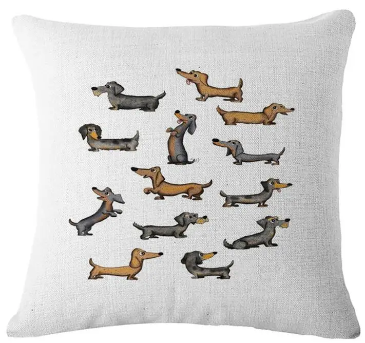 Чехол для подушки с таксой Pitbull льняные принтом автомобильные диванные Наволочки