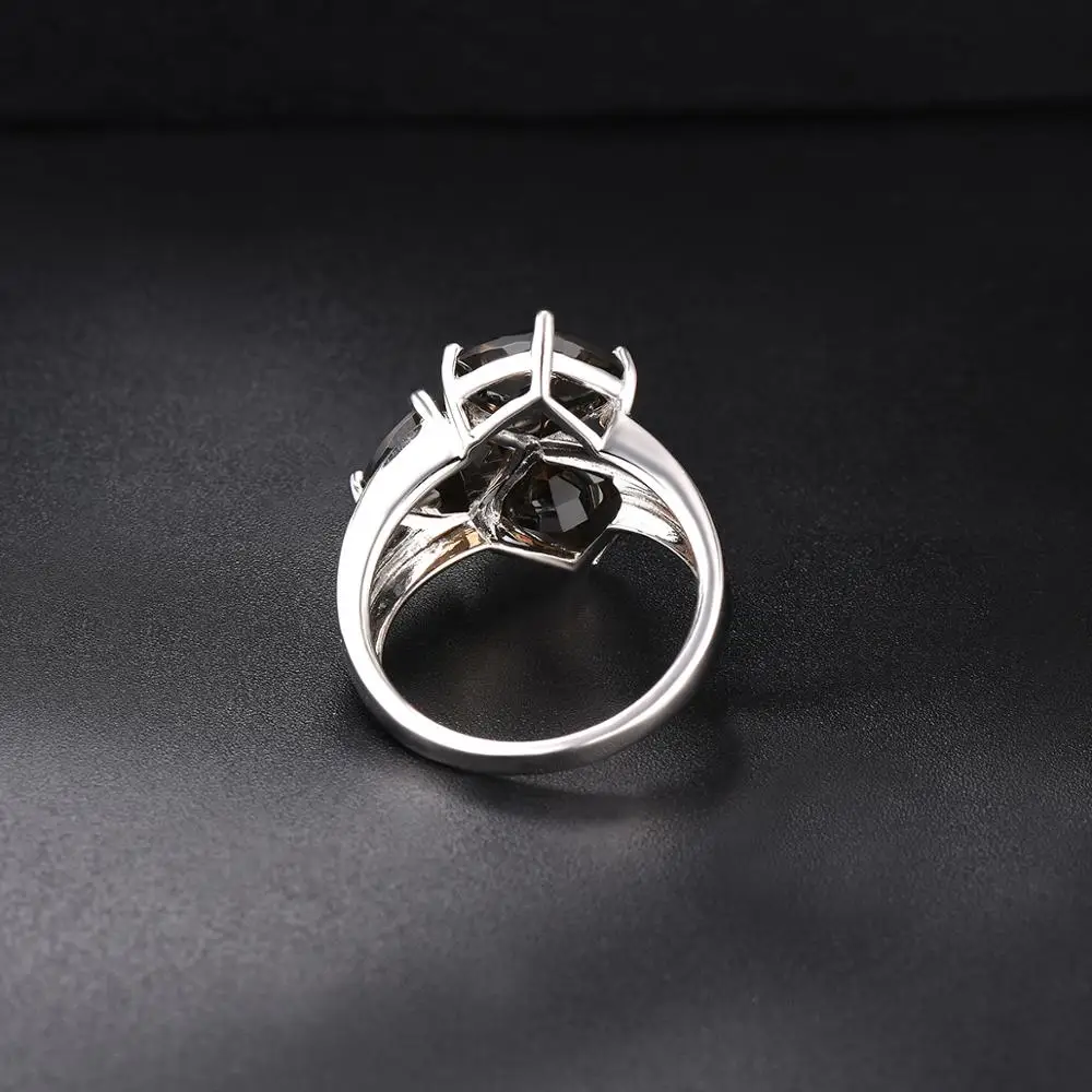 Hutang 6.39ct дымчатый кварц обручальное кольцо натуральный драгоценный камень 925 пробы серебряные кольца изящные элегантные классические ювелирные изделия для женщин Новинка