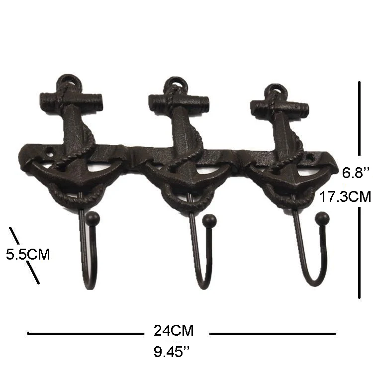 Настенный держатель крюка в старинном стиле с 3 крючками идеально подходит для