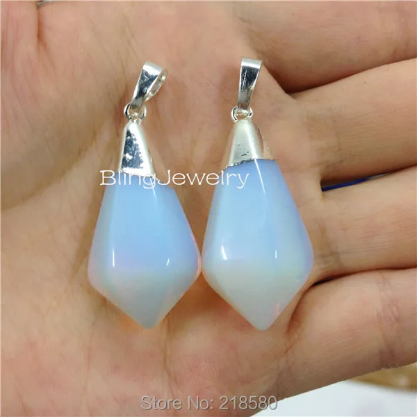 

Healing Crystal Opal Point Pendant with 24K gold OR silver Edge