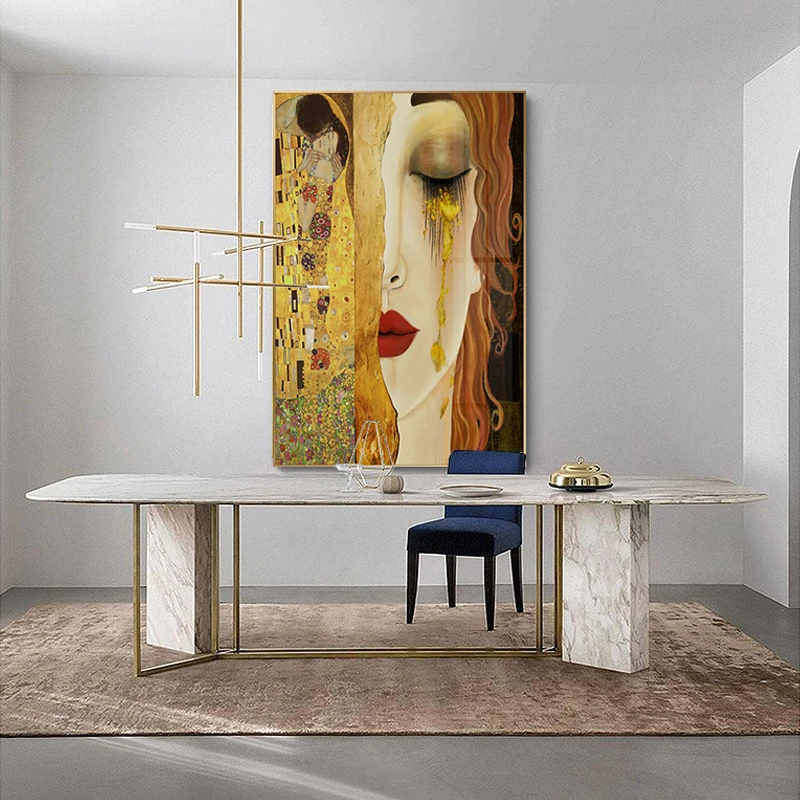 

Creative Famous Abstract Painting Figure Poster Print Modern Art Wall for Living Room Bedroom Unique Blonde Girl Canvas Picture