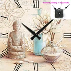 5d diy квадратная вышивка бисером Будда часы с крестом круглая Алмазная картина мозаика домашний декор с diy заводные LG2992