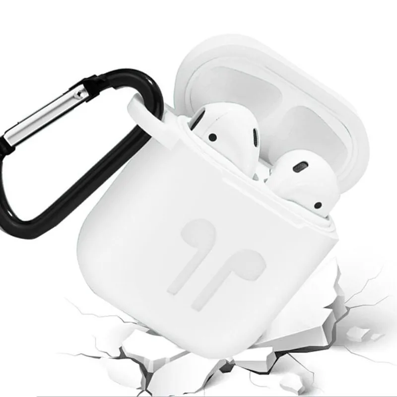 Silicone Eerphone Pouch Store Box Protective Bag+Hook for Apple iphone X 8 7 6 AirPods Wireless Bluetooth Headphone Cover Case |