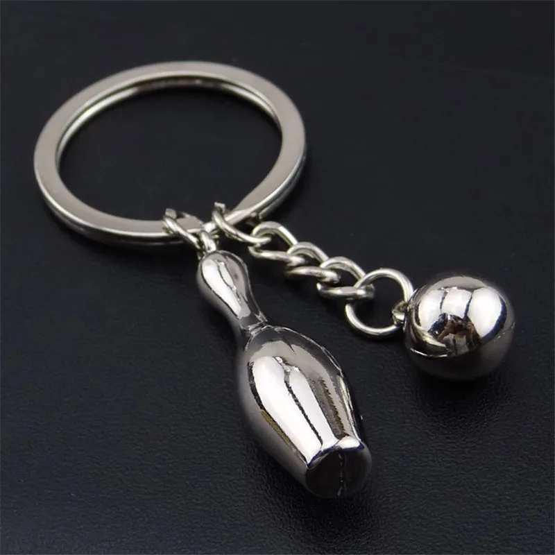 100 pcs/lot Metal Keychain Sport Key Chain Hot Sale Mini bowling key Ring keychain keychains souvenir Car Men and Women Gift | Украшения и