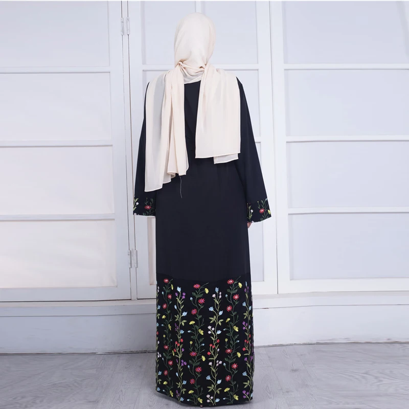 MISSJOY Новые Арабские abaya макси платья мусульманские для женщин Кафтан Мода с расклешенными рукавами Цветочная вышивка кружево Бангладеш Исламская одежда