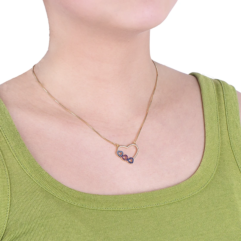 Модные ожерелья Pipitree с подвесками в виде трех сердец для женщин свадебные