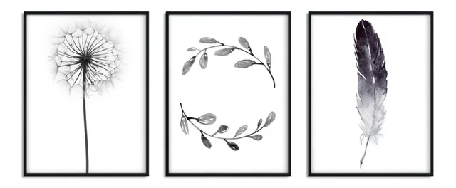Картина на холсте с изображением перьев одуванчиков скандинавских плакатов и