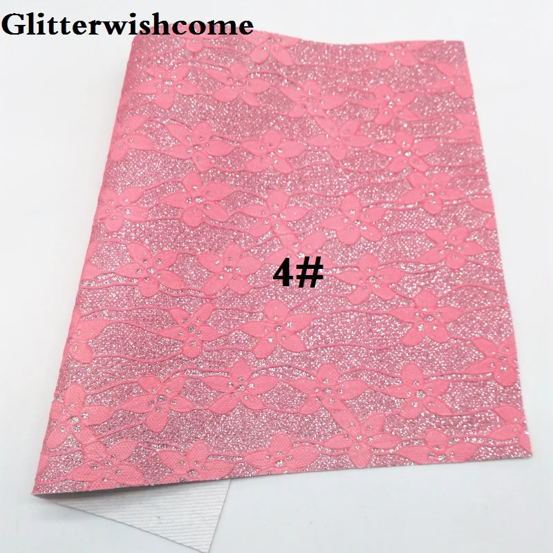 4 Glitterwishcome 21X29 см A4 размер винил для бантов флуоресцентная кружевная блестящая кожаная ткань винил для бантов, GM086A - Цвет: 4