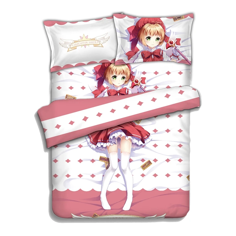 Аниме мультфильм карта Captor Sakura KINOMOTO SAKURA пододеяльник мягкий Печатный Комплект