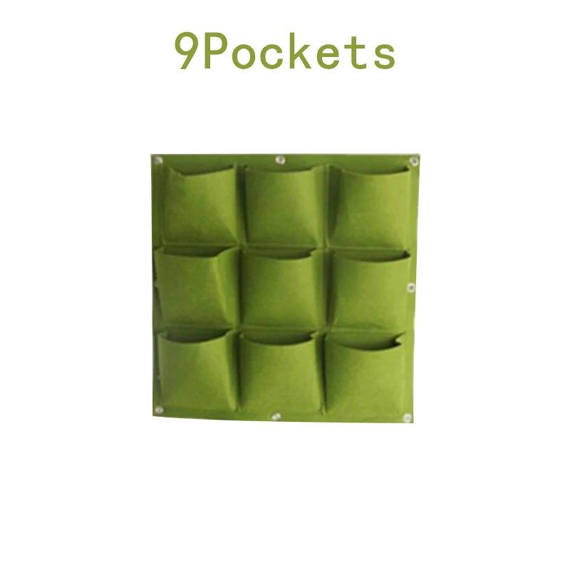 50x50cm 9Pockets Настенный посадки сумки 9/18/25/36/49/64 карманы зеленый мешок расти ящик для комнатных растений, вертикальный огород живой Сад Сумка дома П - Цвет: 50x50cm 9Pockets