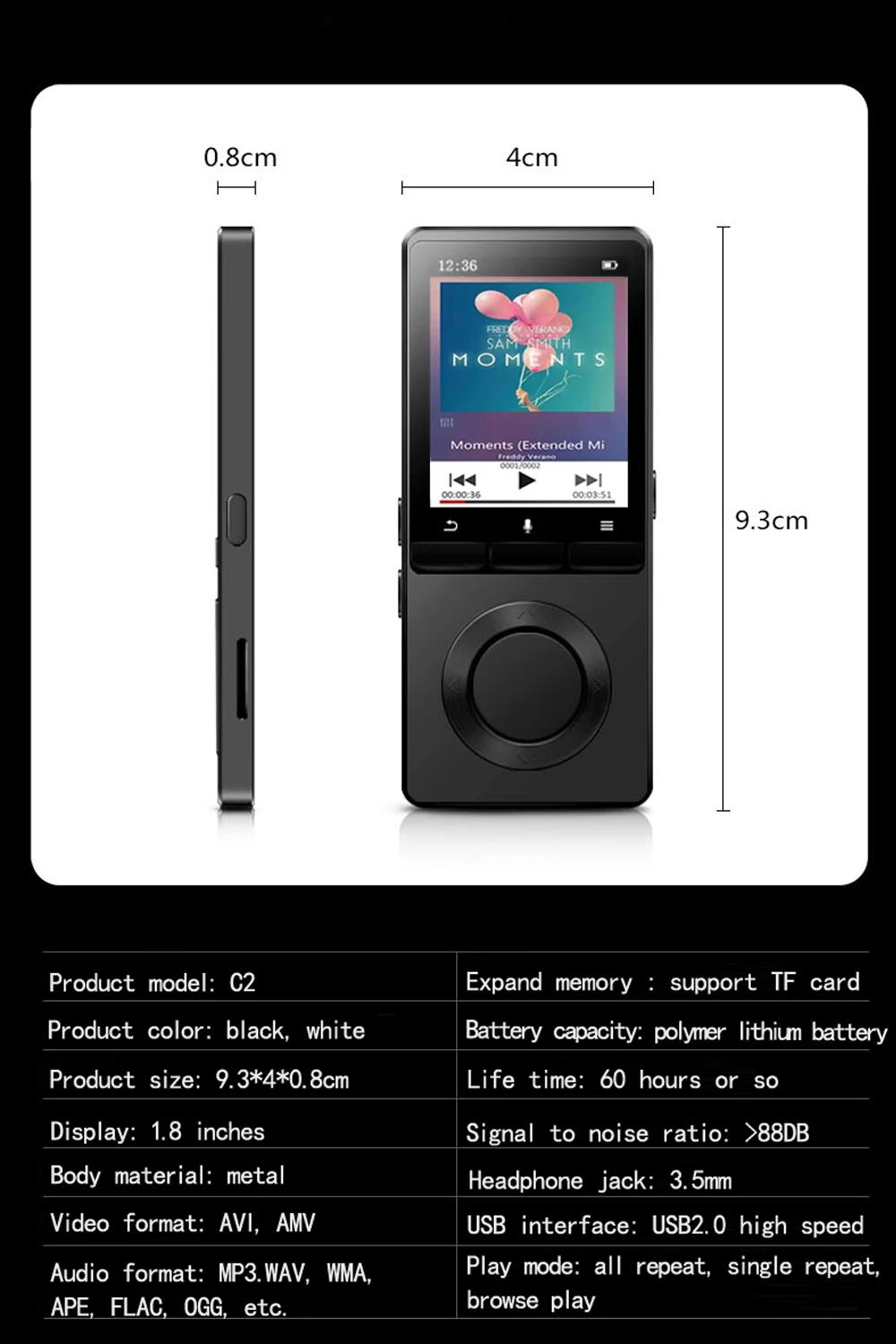 MP4 плеер с динамиком металлический hifi MP3 музыкальный плеер Поддержка FM радио Электронная книга Портативный hi fi плеер Поддержка usb, мини sd карта