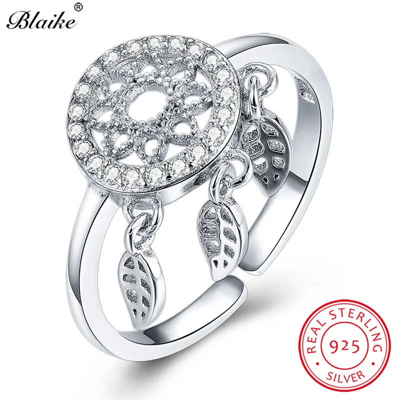 Blaike Boho Женская лотоса кольцо античная 925 Серебряные кольца для женщин