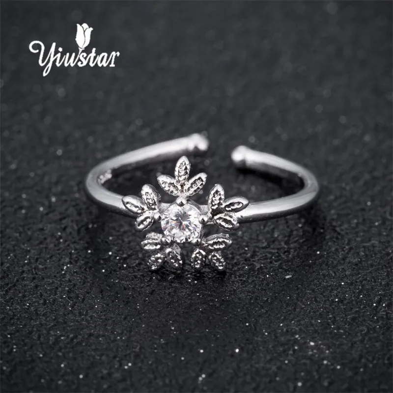 Yiustar романтическое кольцо-Снежинка с цветком снега белым кристаллом CZ ювелирные
