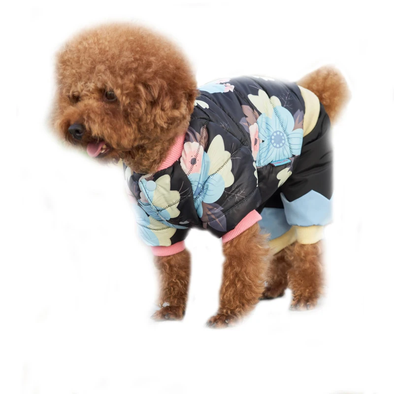 Собак комбинезон зимний теплый полиэстер Темный цветок питомцев Щенок Кошка
