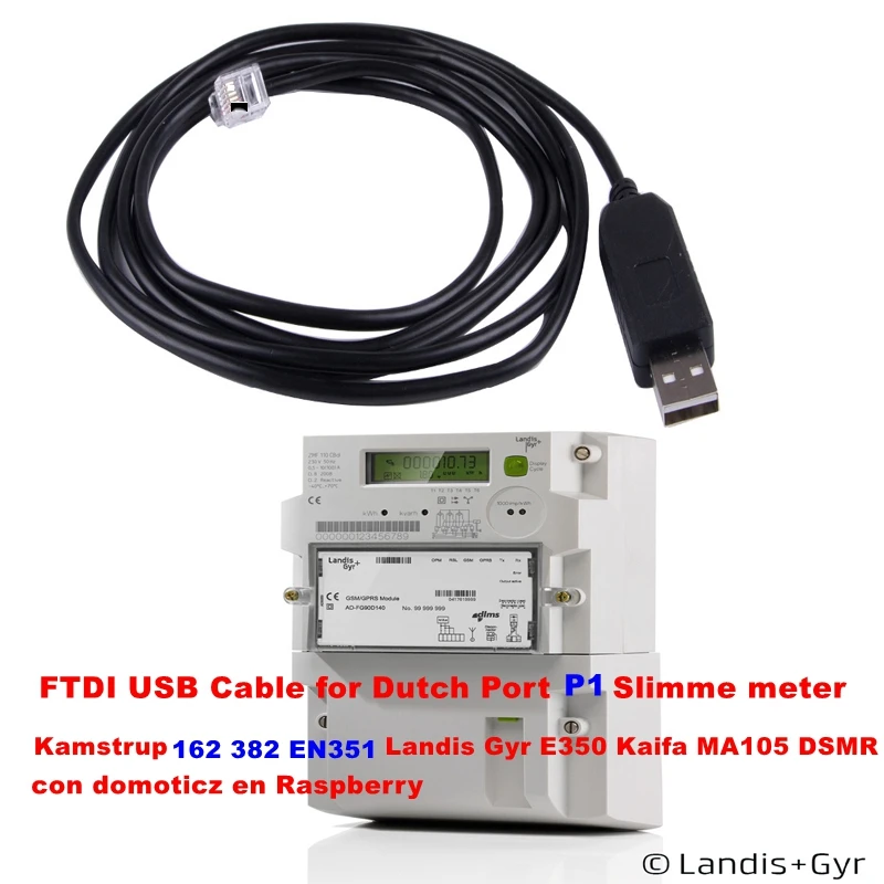 Kamструп 162 382 EN351 Landis Gyr E350 Kaifa MA105 DSMR для P1 голландский порт USB кабель Slimme Meter con domoticz en Raspberry 1,8 м
