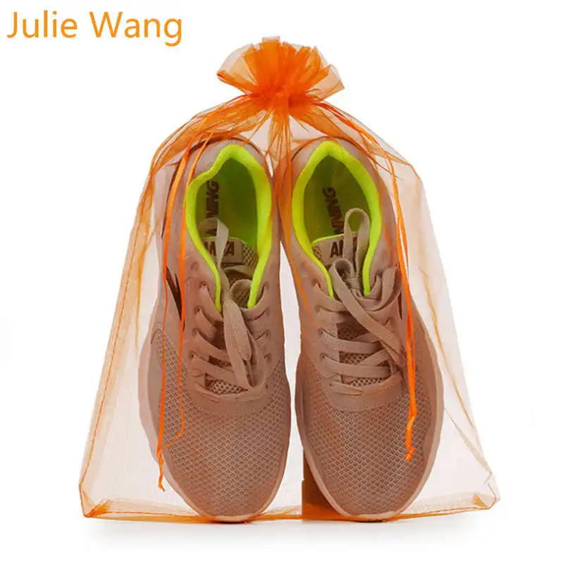 Orange Julie Wang 5 шт. 30*40 см шифоновые ювелирные сумки органза вуаль Упаковка Сумка на год, день рождения, Рождество, Свадебная вечеринка, подарочная сумка - Цвет: Orange