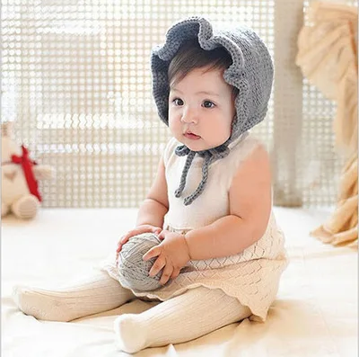 Новинка для маленьких девочек кружевная шапка с листьями лотоса шерстяная