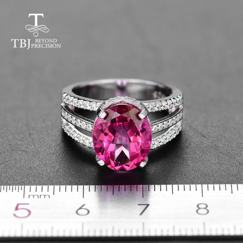 TBJ новый дизайн хороший цвет розовый топаз кольца натуральный драгоценный камень