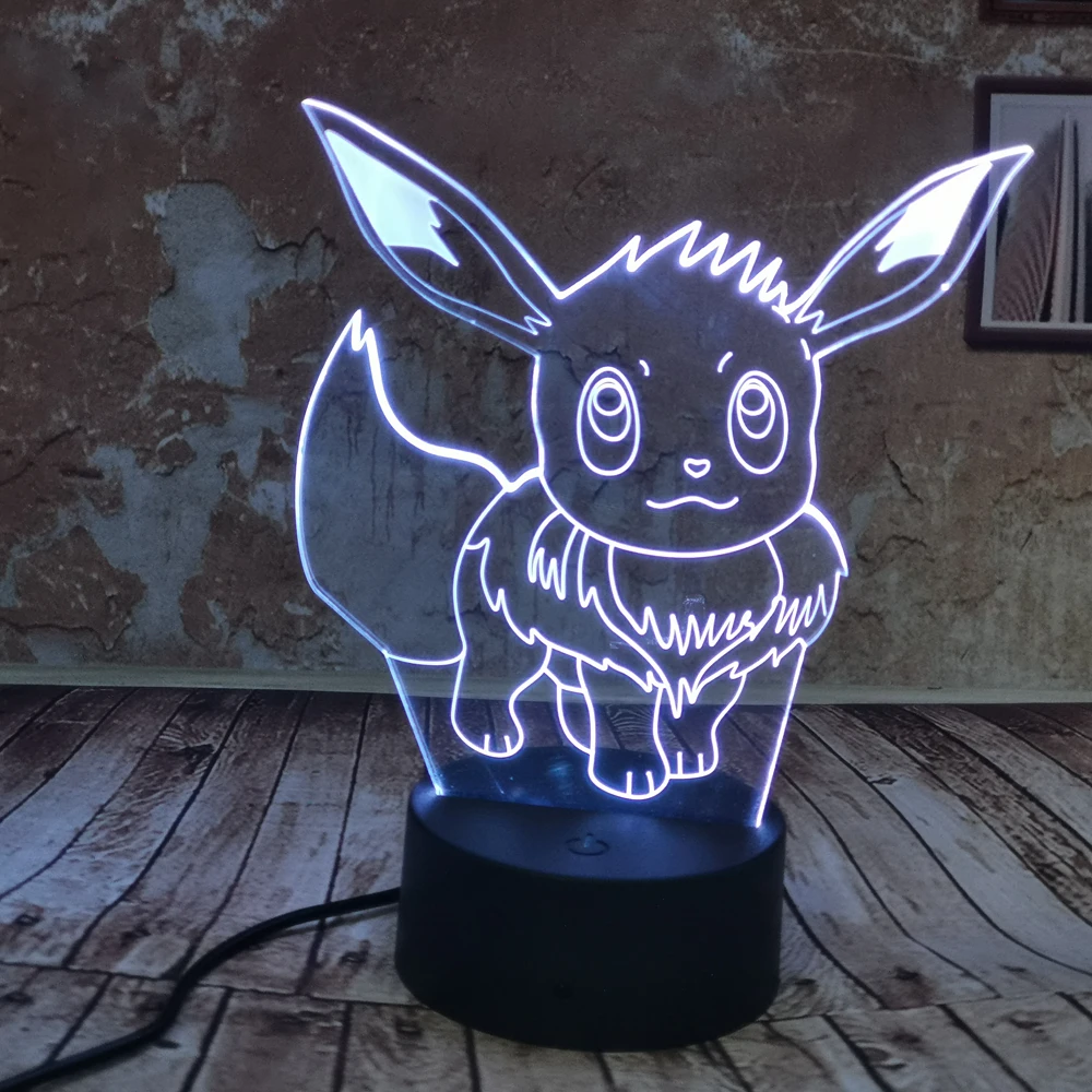 Прямая поставка милый креативный Покемон Evee 7 цветов ночник 3D Фэнтези градиент