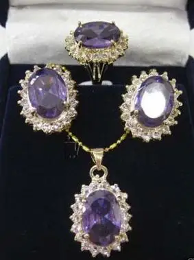 Оптовая цена 16new ^ Новый камень кулон ожерелье серьги кольцо набор + цепь |