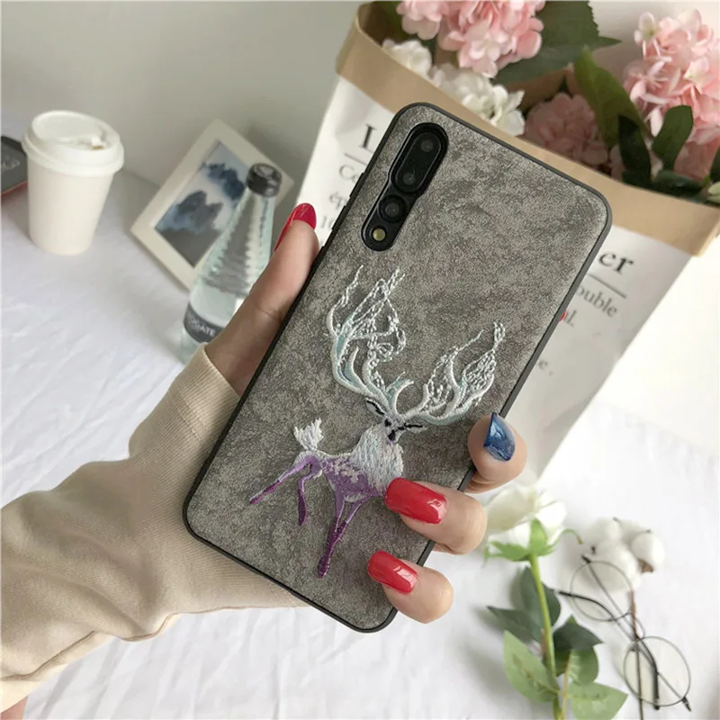 Для huawei P30 P30Pro чехол 3D вышивка Фламинго Лось Жесткий ПК Мягкий ТПУ силиконовый чехол для huawei P20 P20Pro P20Lite задняя крышка fundas - Цвет: 2