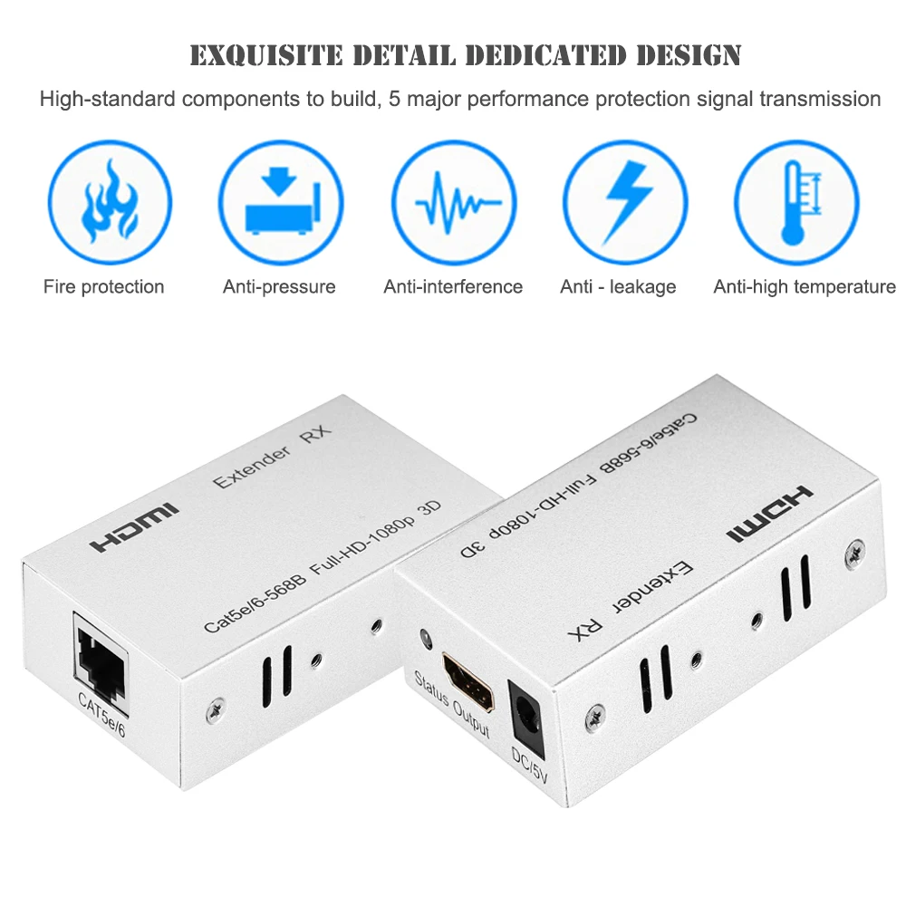 Высокое качество 60 м HDMI удлинитель передатчик приемник по CAT6 RJ45 Ethernet конвертер HDMI 3D для HDTV проектор DVD с коробкой