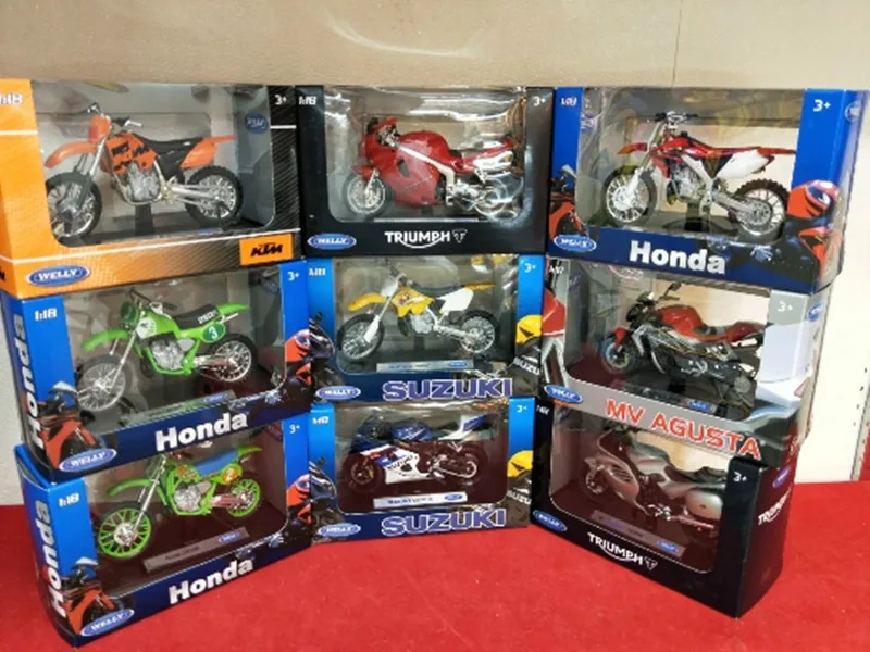 WELLY 1/18 масштаб Кавасаки KLR650, Сузуки GSX-R750, мВ агуста брутали 990р мотоцикл литой металлический мотоцикл модель игрушки
