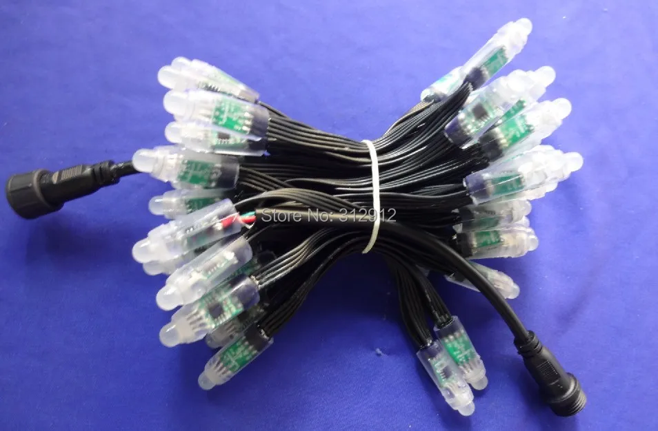DC5V 12 мм WS2821A DMX512 светодиодный пиксельный узел IP68 Номинальный все черные провода