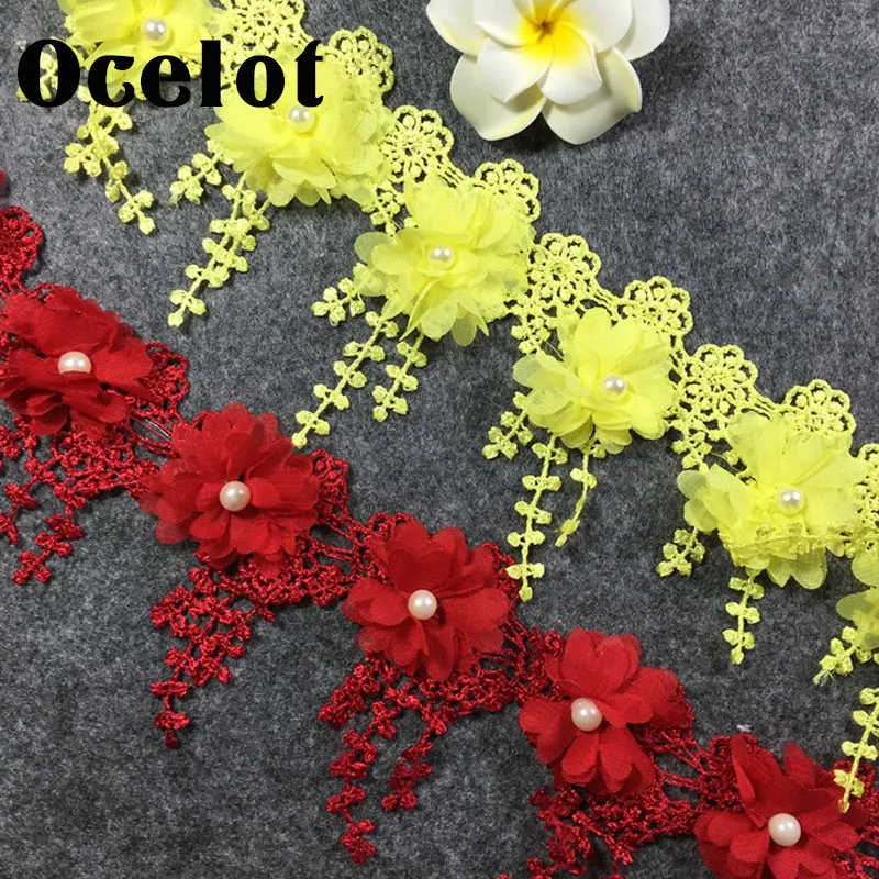 Шифоновая растворимая полиэстеровая кружевная отделка для вязания свадебного вышитого самодельного пэчворка ленточного шитья ремесленных принадлежностей.