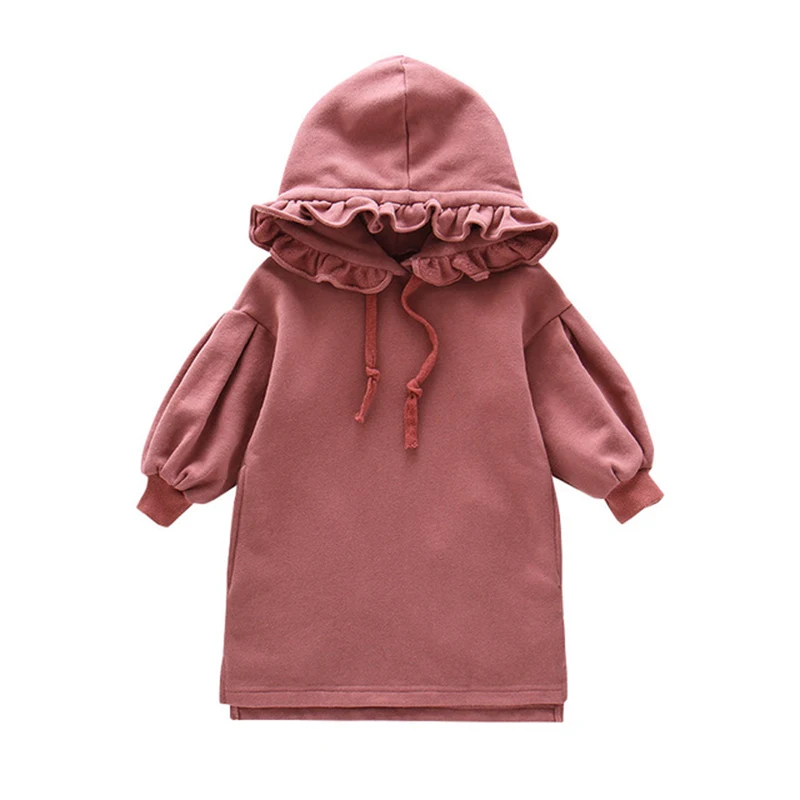 Purple JOYHOPY/платье с капюшоном для девочек; сезон осень-зима; рождественские детские платья для девочек; детская одежда; Одежда для девочек - Цвет: Purple