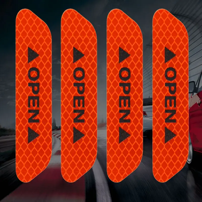 Red 4 шт./лот, наклейки для защиты двери автомобиля, открывающиеся Светоотражающие Предупреждение ющие знаки, наклейки для безопасности в ночное время, наклейки для мотоциклов и велосипедов - Название цвета: Red