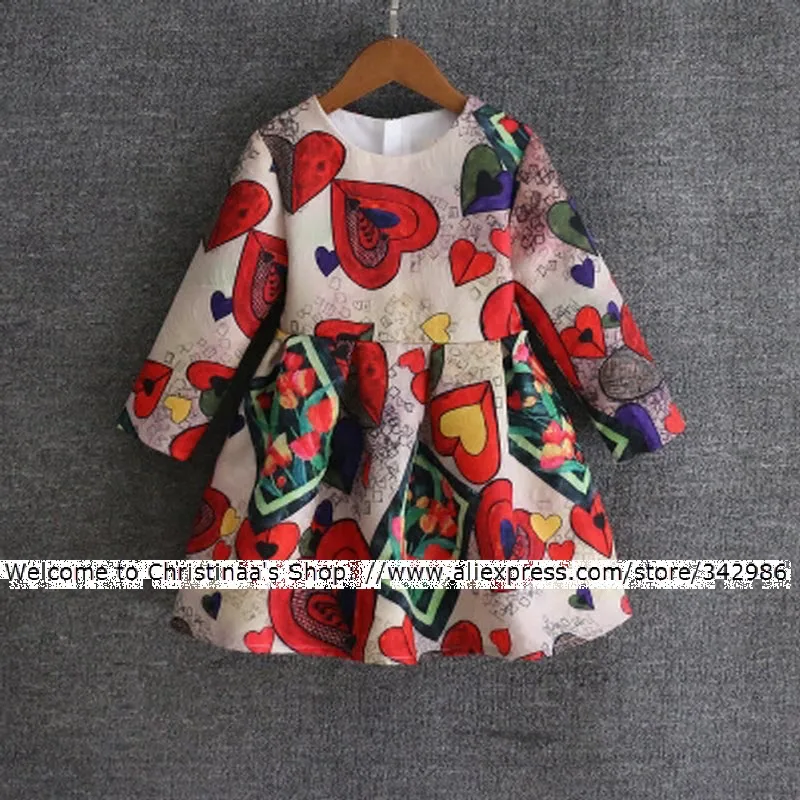 European and American children clothes Family Wear Mother Daughter Dresses girl Woman High-end jacquard Rose Love Heart Printing | Мать и