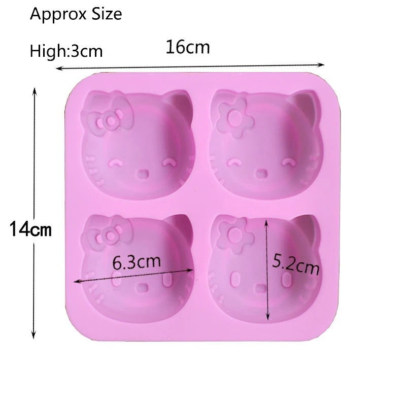 

DIY Silicone Mold kitty 4 Holes With Two Kinds Of Expression Pudding Chocolate Cake Mold Jelly Mold